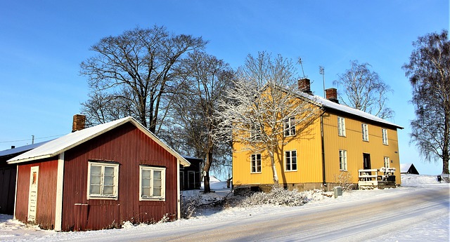 domy v zimě
